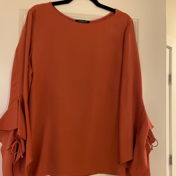 Lafayette 148 New York Tops - Dusty rose Lafayette silk blouse with cut away tie sleeves.  Size 1X